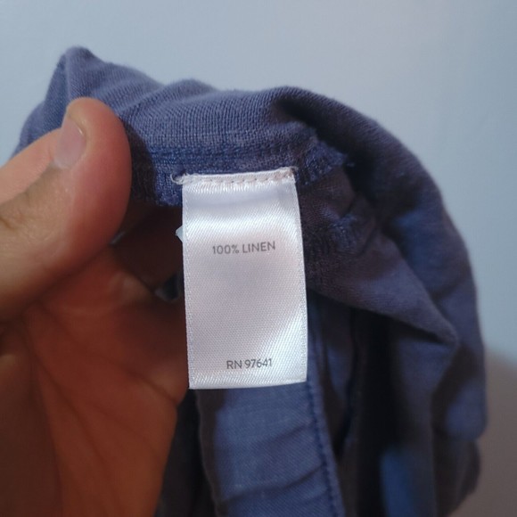 Pure Jill 100% Linen Cropped Pants Drawstring Women's Size XL Blue - Picture 6 of 9